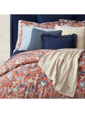 Ralph Lauren Mirabelle Duvet Cover In Orange, Size Full/Queen 92x96, BRAND NEW